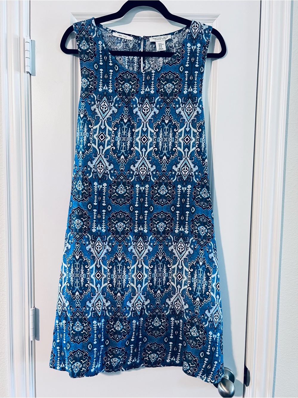 Sleeveless Blue Patterned Dress